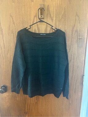 SHEIN Dark Green Scoop Neck Knit Sweater
